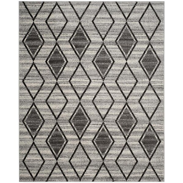 Flowers First 8 x 10 ft. Tunisia Power Loomed Area Rug, Grey & Black - Large Rectangle FL2149493 - main